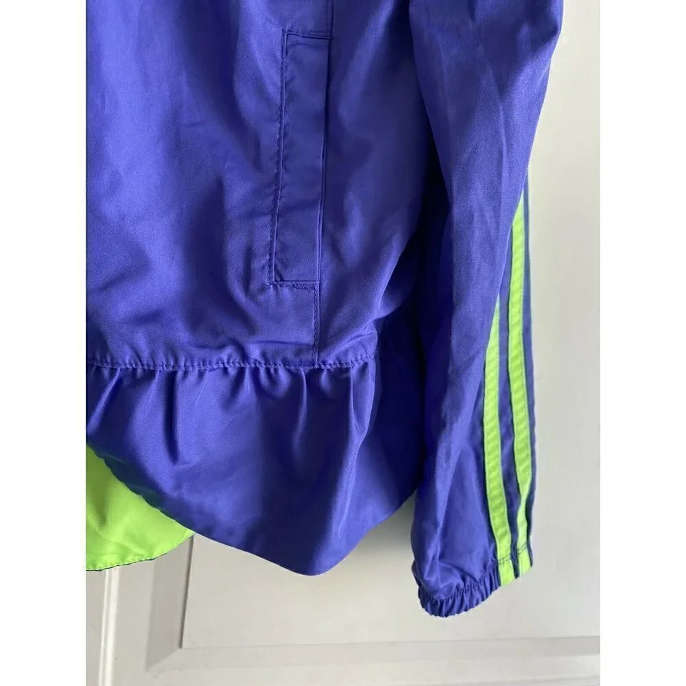 Adidas Sz 6X Girl’s Purple & Lime‎ Green Jacket Windbreaker Full Zip